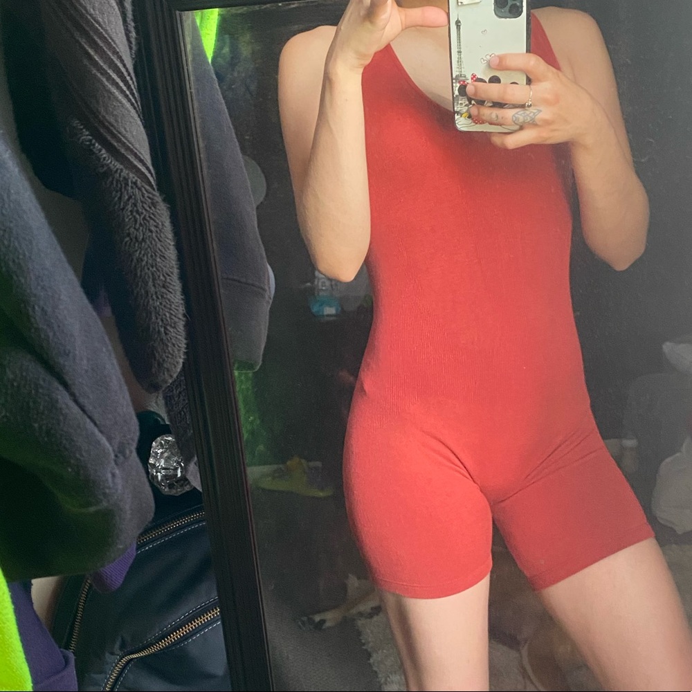 NWOT Orange/red romper